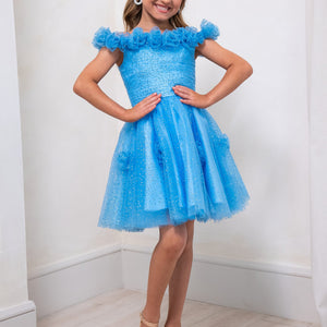 Girl's Short Off Shoulder Dress by Rachel Allan 10251