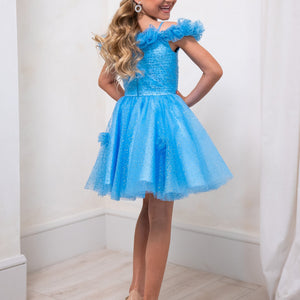 Girl's Short Off Shoulder Dress by Rachel Allan 10251