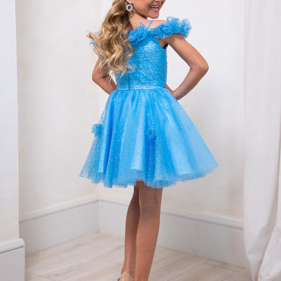 Girl's Short Off Shoulder Dress by Rachel Allan 10251
