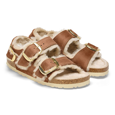 Milano Big Buckle Shearling Oiled Leather
