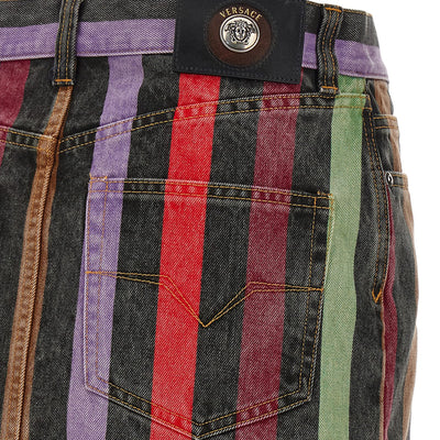 Versace Striped Denim Skirt