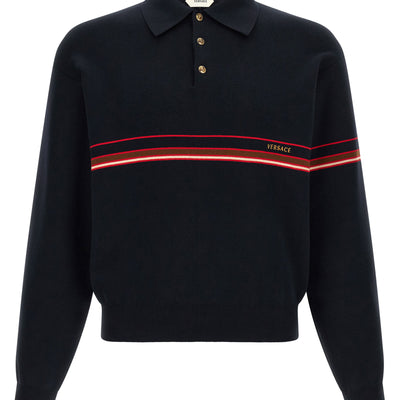 Versace Inlaid Striped Polo Shirt