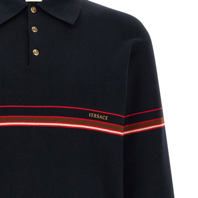 Versace Inlaid Striped Polo Shirt