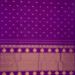 Purple Handloom Kanchipuram Silk Saree With Annam & Kili Buttas