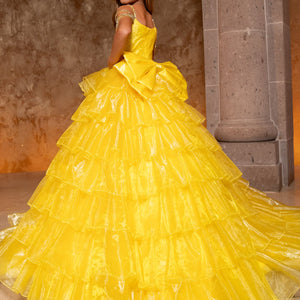 Girl's Cold Shoulder Ruffled Gown by Rachel Allan 10263