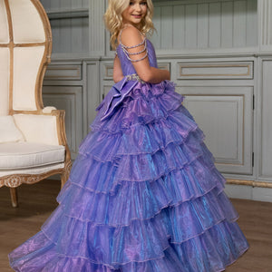 Girl's Cold Shoulder Ruffled Gown by Rachel Allan 10263