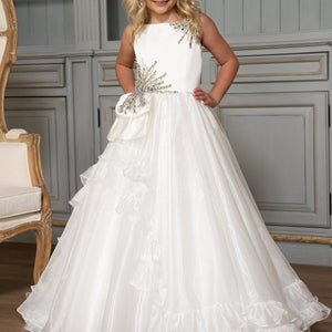 Girl's Sleeveless Ruffled Gown by Rachel Allan 10266