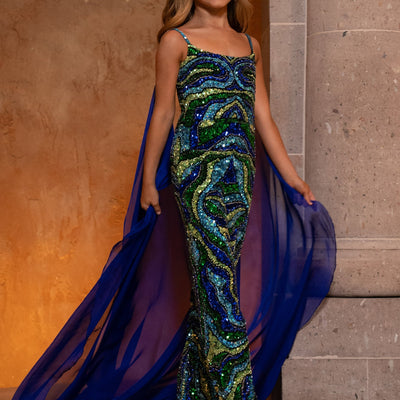 Girl's Beaded Sleeveless Jumpsuit by Rachel Allan 10267