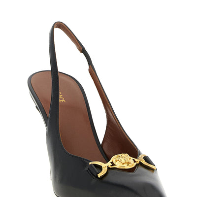 Versace La Medusa Leather Slingbacks