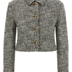 Versace Bouclé Wool Blend Blouson Jacket