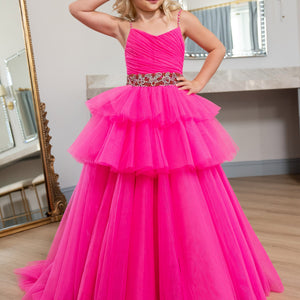 Girl's Sleeveless Layered Gown by Rachel Allan 10272