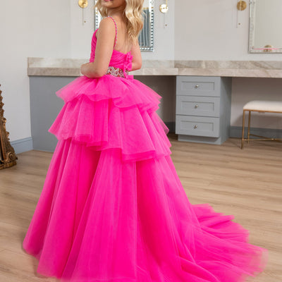 Girl's Sleeveless Layered Gown by Rachel Allan 10272