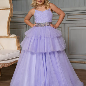 Girl's Sleeveless Layered Gown by Rachel Allan 10272