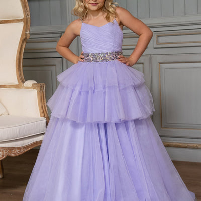 Girl's Sleeveless Layered Gown by Rachel Allan 10272