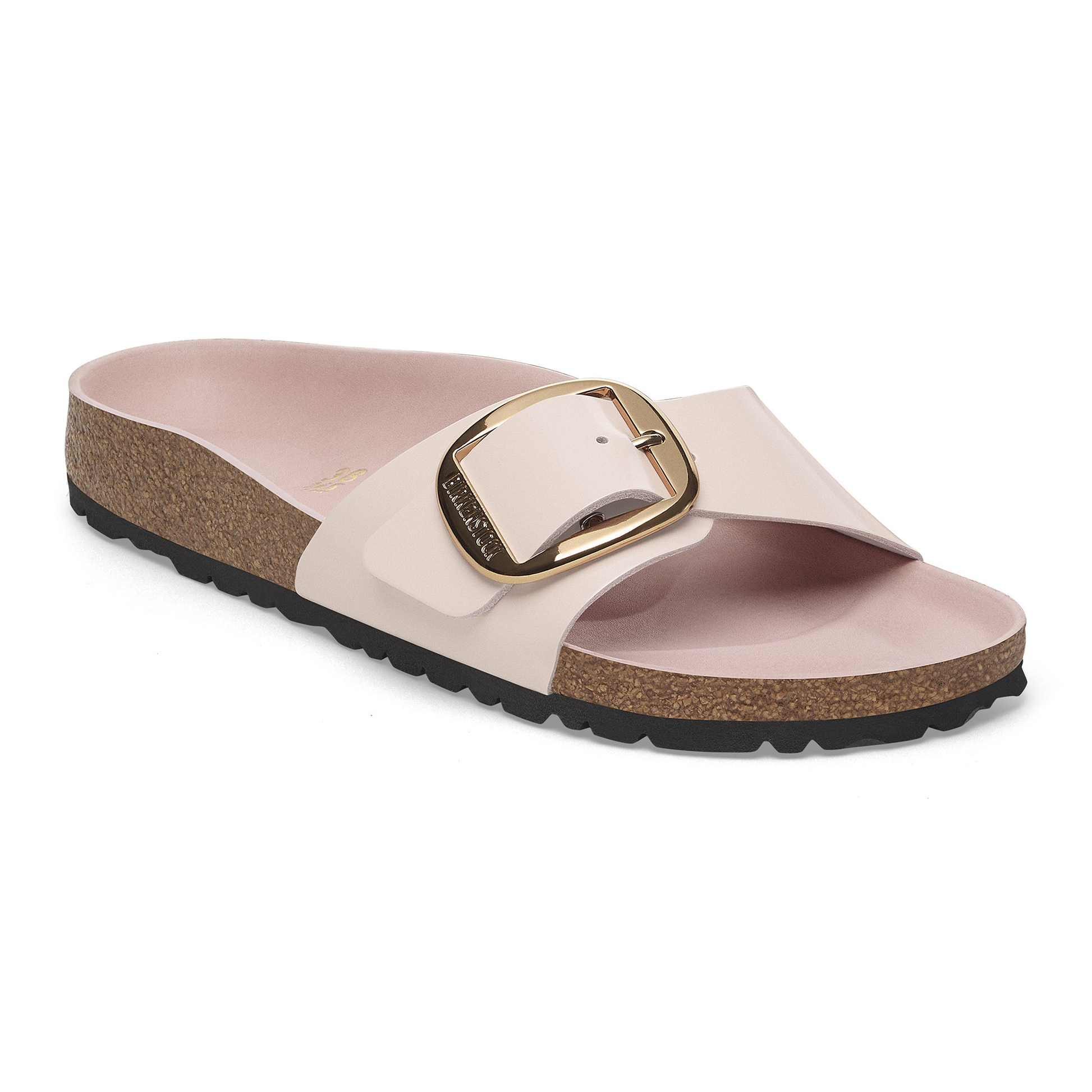 Madrid Big Buckle Natural Leather Patent