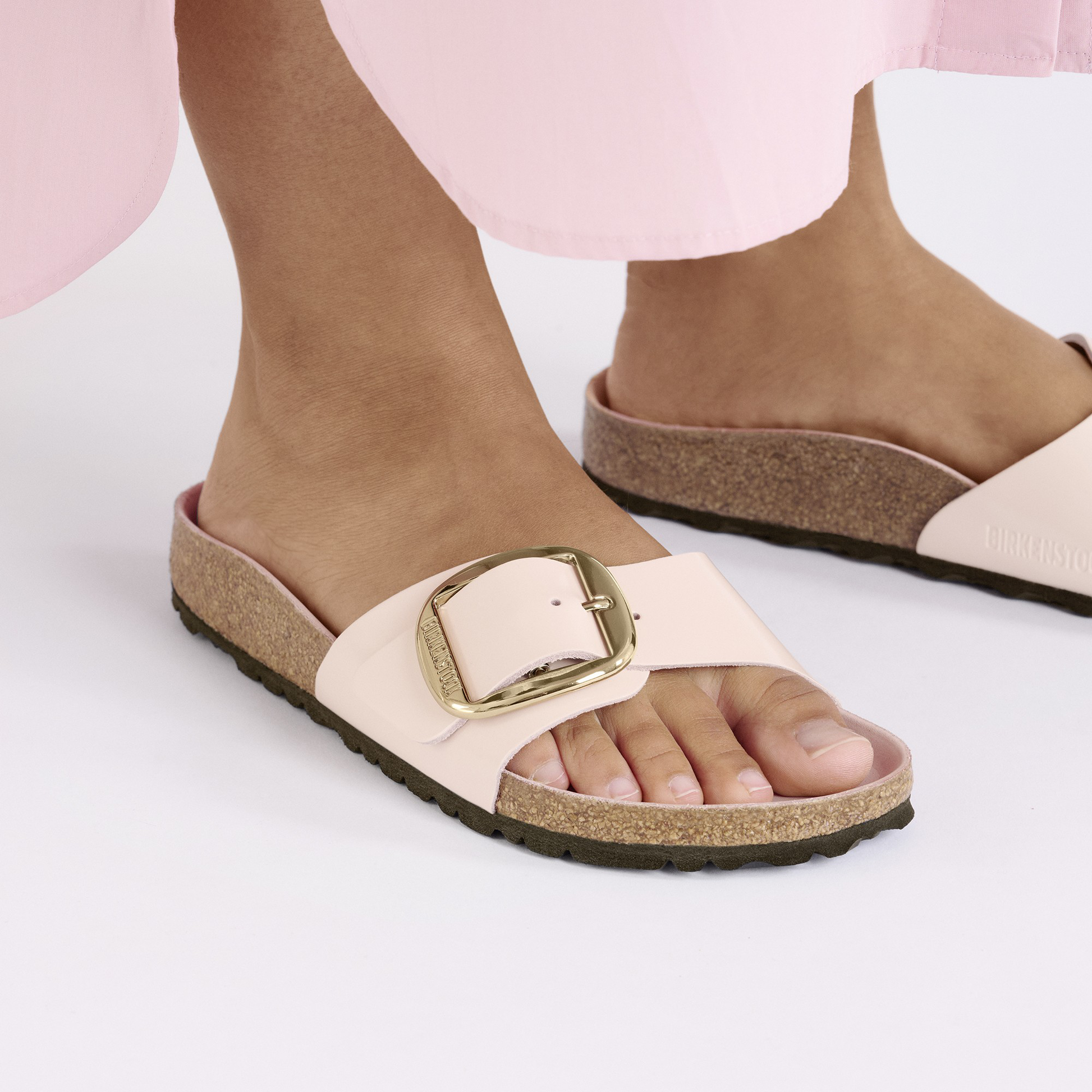 Madrid Big Buckle Natural Leather Patent