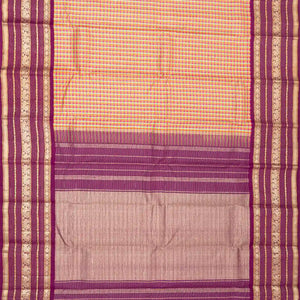 Multi Colour Handloom Kanchipuram Korvai Silk Saree With Checks