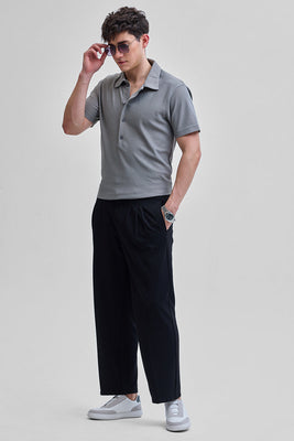 Light Grey Textured Polo T-Shirt