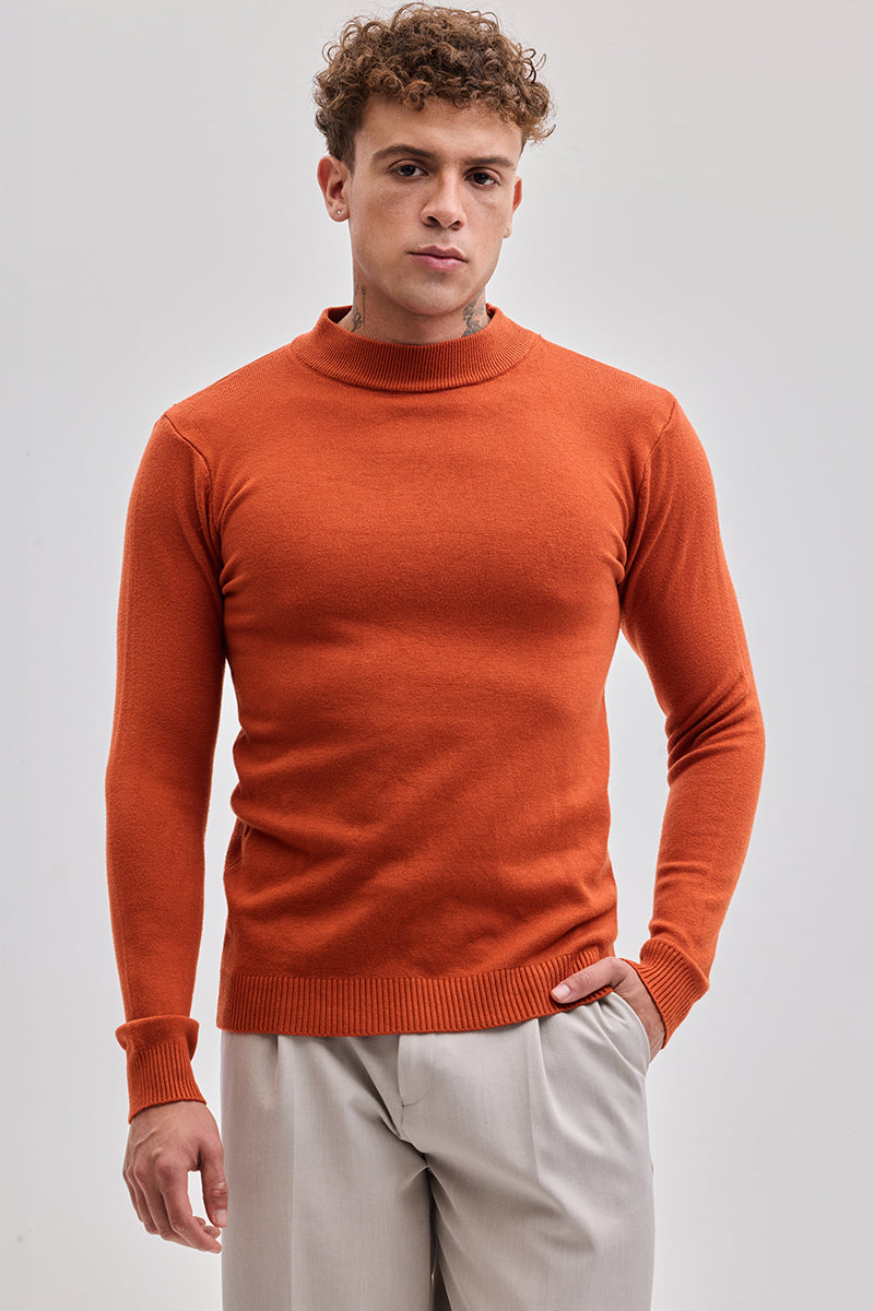 Orange Knitted Sweatshirt