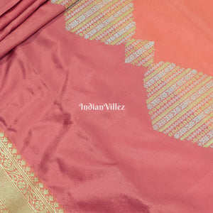 Peach Pink Rangkaat Banarasi Katan Silk Saree