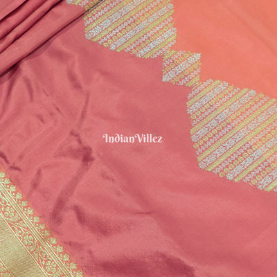 Peach Pink Rangkaat Banarasi Katan Silk Saree
