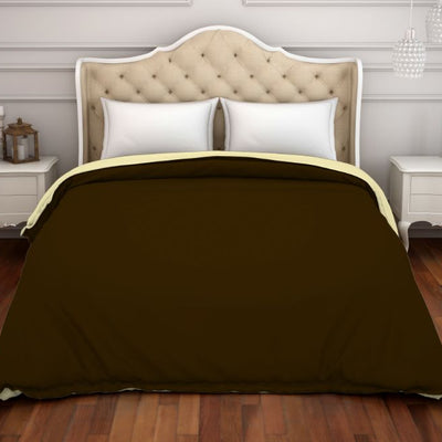 Solid Chocolate/Cream - Dark Brown 100% Cotton Shell Double Quilt / AC Comforter - Hygro By Spaces