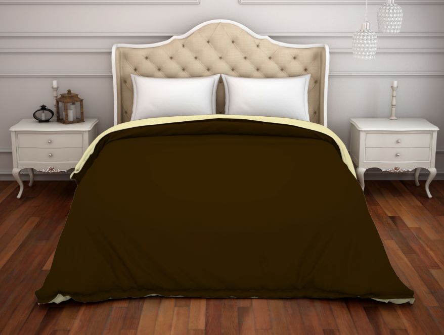 Solid Chocolate/Cream - Dark Brown 100% Cotton Shell Double Quilt / AC Comforter - Hygro By Spaces