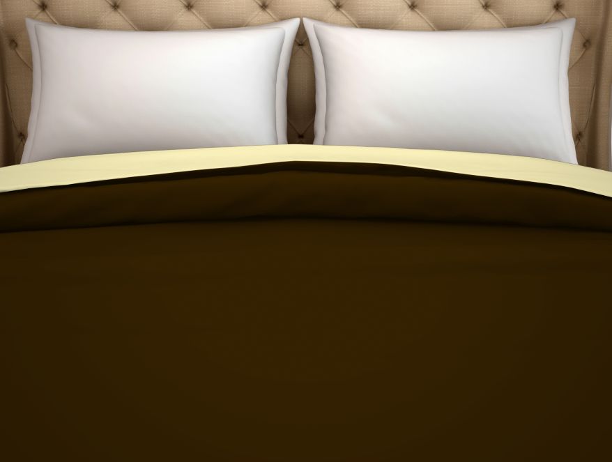 Solid Chocolate/Cream - Dark Brown 100% Cotton Shell Double Quilt / AC Comforter - Hygro By Spaces