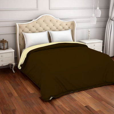 Solid Chocolate/Cream - Dark Brown 100% Cotton Shell Double Quilt / AC Comforter - Hygro By Spaces