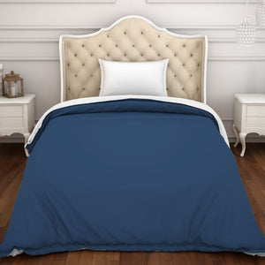 Solid Navy Blue/White 100% Cotton Shell Single Quilt / AC Comforter - Hygro By Spaces
