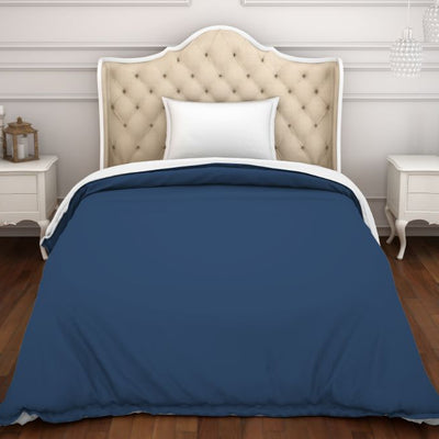 Solid Navy Blue/White 100% Cotton Shell Single Quilt / AC Comforter - Hygro By Spaces