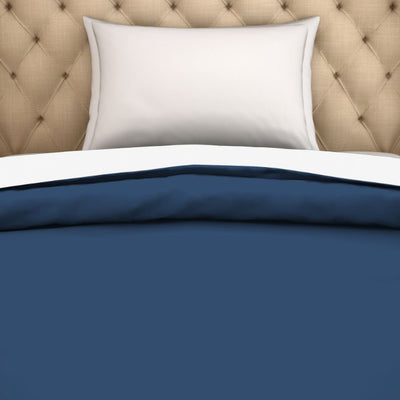 Solid Navy Blue/White 100% Cotton Shell Single Quilt / AC Comforter - Hygro By Spaces