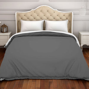 Solid Grey 100% Cotton Double Duvet Cover - Hygro By Spaces