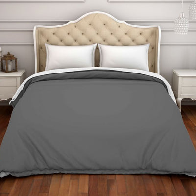Solid Grey 100% Cotton Double Duvet Cover - Hygro By Spaces