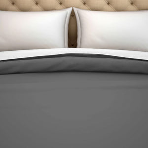 Solid Grey 100% Cotton Double Duvet Cover - Hygro By Spaces