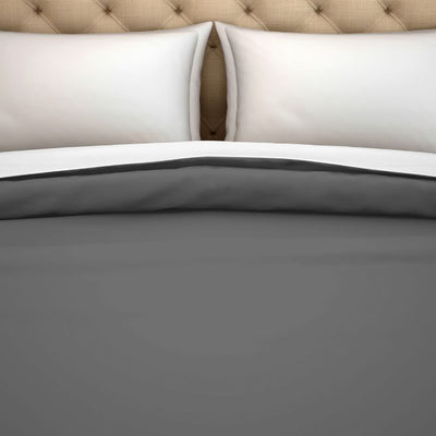 Solid Grey 100% Cotton Double Duvet Cover - Hygro By Spaces