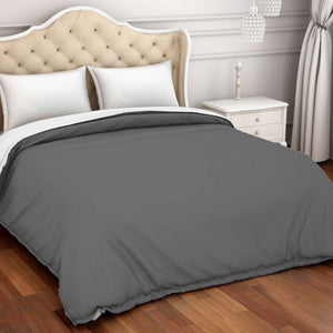 Solid Grey 100% Cotton Double Duvet Cover - Hygro By Spaces