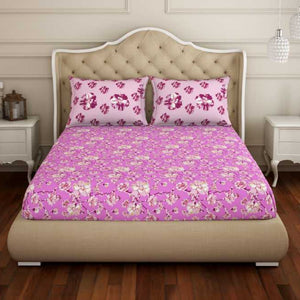 Floral Pink 100% Cotton Double Bedsheet - Atrium By Spaces