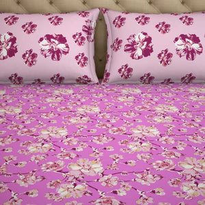 Floral Pink 100% Cotton Double Bedsheet - Atrium By Spaces