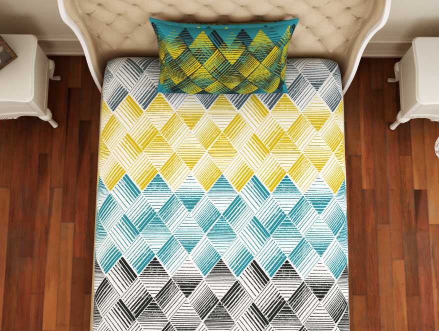 Geometric Teal - Blue 100% Cotton Single Bedsheet - Atrium By Spaces