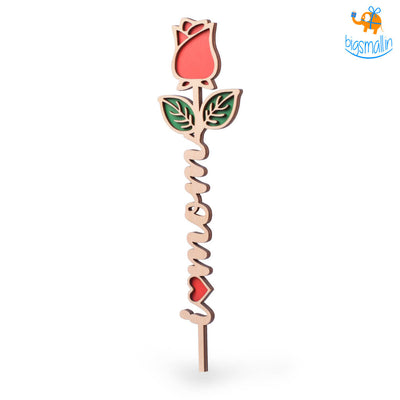 I Love Mom Wooden Rose