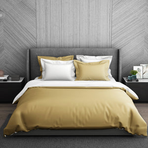Solid Champagne Gold - Gold 100% Cotton Double Duvet Cover - Hygro By Spaces