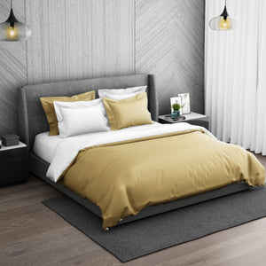 Solid Champagne Gold - Gold 100% Cotton Double Duvet Cover - Hygro By Spaces