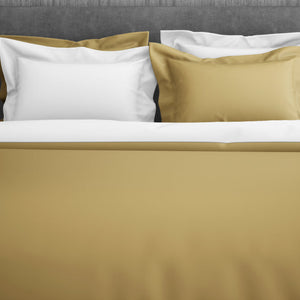 Solid Champagne Gold - Gold 100% Cotton Double Duvet Cover - Hygro By Spaces