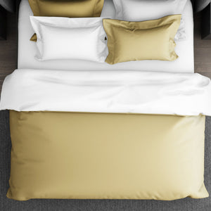 Solid Champagne Gold - Gold 100% Cotton Double Duvet Cover - Hygro By Spaces