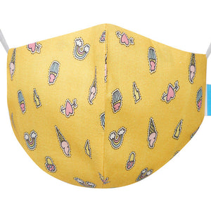Welspun 2Ply Reusable Face Mask 100% Cotton Face Mask-Yellow/Grey/Tea