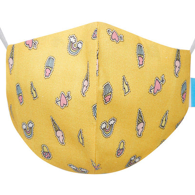 Welspun 2Ply Reusable Face Mask 100% Cotton Face Mask-Yellow/Grey/Tea