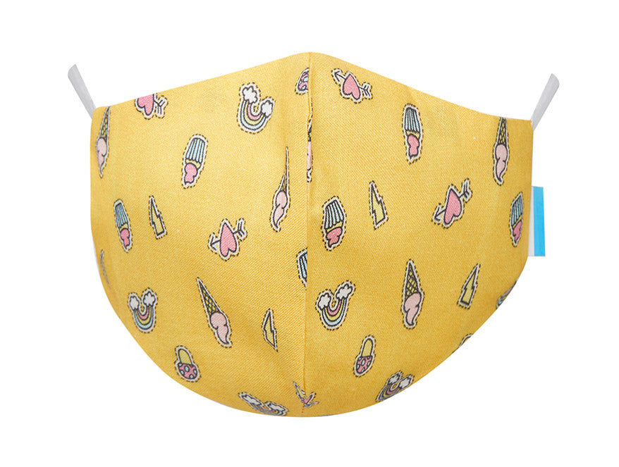 Welspun 2Ply Reusable Face Mask 100% Cotton Face Mask-Yellow/Grey/Tea