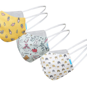 Welspun 2Ply Reusable Face Mask 100% Cotton Face Mask-Yellow/Grey/Tea