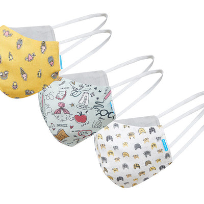 Welspun 2Ply Reusable Face Mask 100% Cotton Face Mask-Yellow/Grey/Tea